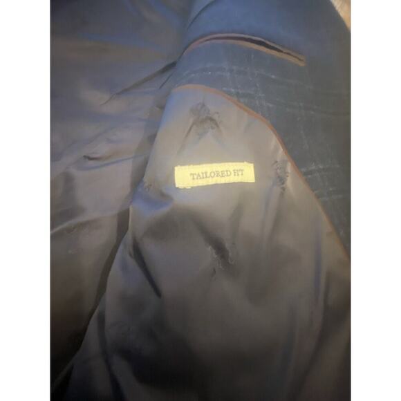 Jos A Bank 1905 Brrr Comfort Tailored Wool Blazer Navy Windowpane Men’s 44L - Picture 11 of 16